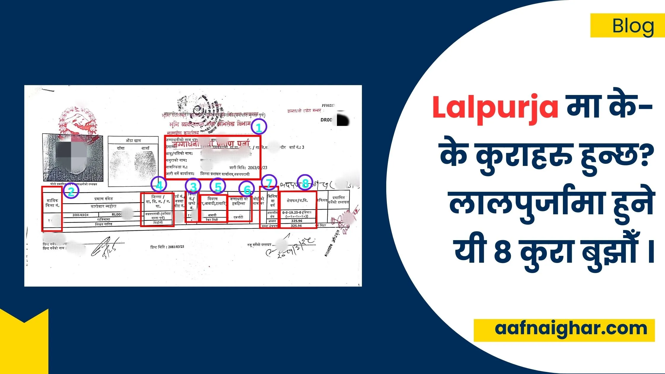 Lalpurja (Jagga dhani praman purja) लालपुर्जामा हुने कुराहरु